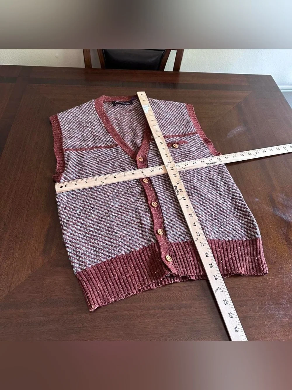 Vintage Himalaya Knit Sweater Vest Brown Blue Men’s Small